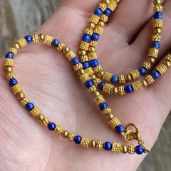 Vtg Museum Museum Art Lapis Lazuli Beaded Necklace Bracelet Etruscan Revival MMA