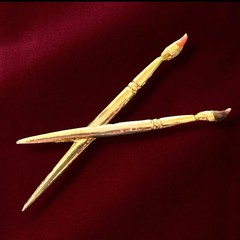Figural Paint Brush Brooch Gold Tone Artist Pin Mid Century Vintage
