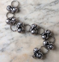 Taxco 980 Silver Mexico Bracelet Link Double Ball Old Pawn Jewelry Los Cocos 36g