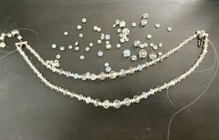 VTG 3 Strand Crystal Bead Necklace 1950s Iridescent Middle Strand Needs Repair