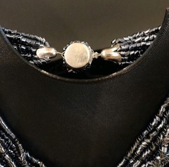 Black Czech Glass 12 Strand 1950’s Necklace Statement Push In Clasp VTG 15″