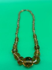 Antique Art Nouveau Cut Crystal Amber Costume Jewelry Necklace Art Deco – 01