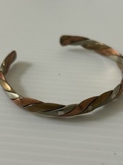Vintage Copper, Brass, And Silver Bracelet Cuff Art Deco -#555