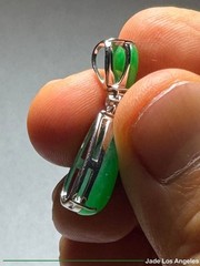 Water Drop Rich Apple Green Jadeite Jade 18K white Gold Diamond Pendant 11.68ct