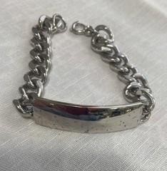 Vintage ID Chain Bracelet Mens Nickel Silver Not Monogrammed