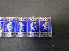 Vintage Siam 925 Sterling W/Blue Enamel Dancers Bracelet