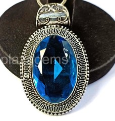 113.35 Ct Natural Blue Topaz Pendant Oval Cut 925 Sterling Silver EGL Gems 5ARM