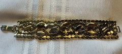 Vintage Unmarked Aurora Borealis AB Rhinestone Necklace Bracelet Gold-Tone