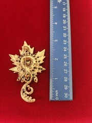 Designer Inspired Maple Leaf Brooch With Cord In Blue
