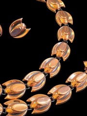 Renoir Copper Modernist Tulip Set Necklace Bracelet Earrings
