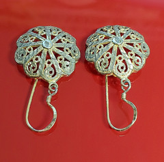 925 MD Vermeil Filigree Drop Earrings 1.5in Sterling Silver 5g Gold Wash Estate