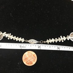 ANTQ Art Deco Crystal Necklace Sterling Silver 1920s GEMSTONE CUT Choker VTG 16”