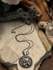 36. AICC 96 925 Sterling Fairy Angel iridescent Glass Orb Pendant Necklace 24″