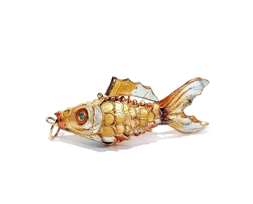 Vintage Closionne Articulated Fish Pendant Multi Color SEE DESCRIPTION Free Ship