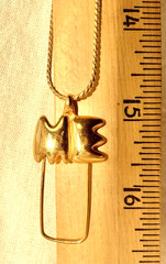 Vintage Monet Signed Charm Holder Pendant Gold Tone 30”Rope Necklace