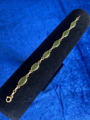 Vintage 1/20 12k Gold Filled Green Asian Jade Bracelet Nice Piece 7 1/2 w/clasp