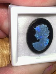 Vintage/Antique 20×15 Natural Solid Hand carved Australian Opal Cameo on Onyx
