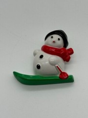 Vintage Avon Skiing Snowman Christmas Winter Pin 1.75″