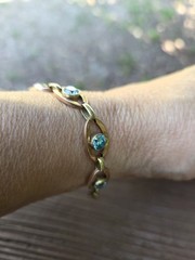 Art Deco Blue Zircon 14k Gold Bracelet