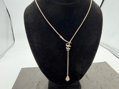 13.83g Vintage Sterling Silver 925 Drop Pendant Spiral Chain Necklace 20 in M