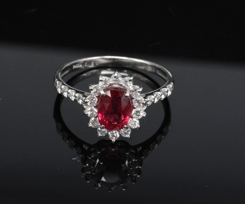 Fine 1.31ct AIGS GIA Pigeon Blood Ruby 0.46ct Diamond Platinum Ring Size 7