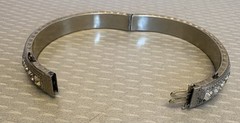 1920s Art Deco Rhinestone Hinged Bangle Signed ALLCO Square Cut Channel Set 7″