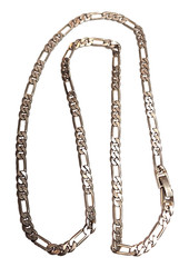 Vintage Classic Retro Style Chain Figaro Link Necklace Silver Tone Metal 22″ GUC