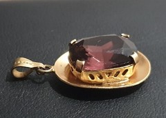 Beautiful Vintage Pendant dark Violet stone made in the USSR 1960s
