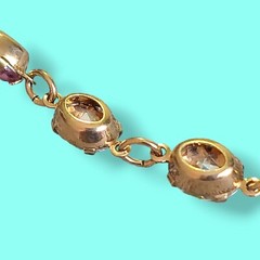 Vintage Avon NRT Foil Back Glass Gemstone Cup Chain Bracelet 8.5in Multi Color
