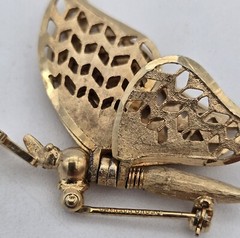 Coro Francois Butterfly Brooch Articulated Vintage Gold Tone Pin