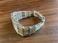 Vintage Taxco 925 Silver With Brass Accents Bracelet, Size 7.75, 72 Grams.