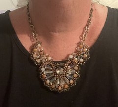 CRYSTALS AND MARKASITE LARGE STATEMENT PIECE ALL GLASS BEADWORK DEFINITELY VTG