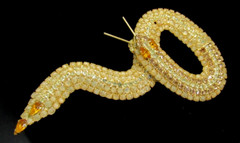 KENNETH J LANE KJL OPAQUE TOPAZ CRYSTAL Serpent Snake BROOCH BOOK PIECE 5″ Rare