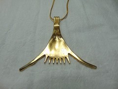 vtg MMA Egyptian signed 1976 King Tut Lotus Flower replica pendant necklace