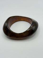 Vtg Lucite Acrylic Tortoiseshell Chunky Bracelet Asymmetrical Resin Swirl A
