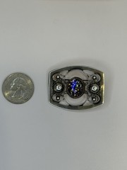 Vintage Mexican Sterling Silver Brooch R.J.R. 925 Art Glass Abalone Pin 1 5/8”