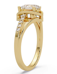 10K Yellow Gold FN 1.28TCW Pear & Round Cut White Moissanite Engagement Ring
