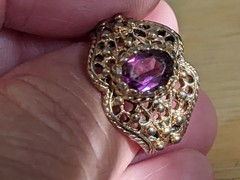 Vintage 1970s-1980s Ring, purple rhinestone