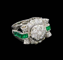 Genuine Handmade Art Deco Square Emerald With Old Mine Cut CZ 925 Silver Ring