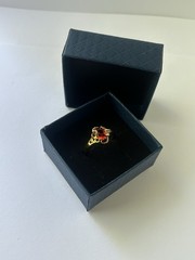 Vintage Red Cubic Zirconia Ring Gold Plated Womens Size 9.5