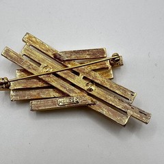 Vintage Monet Brooch Gold Tone Abstract Modernist Pin 1 in x 2.5 in Signed