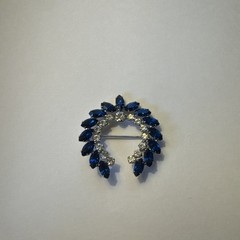 B. David Sapphire Blue Rhinestones And Pearls Laurel Wreath Brooch