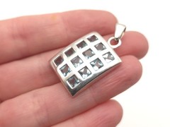 Vintage Sterling Silver 925 Sky Blue Topaz Rectangle Window Pane Pendant