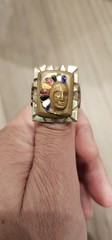 Vintage 1950S Handcrafted Mexican Indian Chief Biker Ring Sz 9.75 US Army