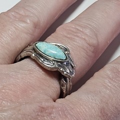 ESPO Vintage Sterling Blue Turquoise Scrollwork Wrap Ring Currently Sz 7