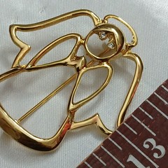 AAI Gold Plated Angel Brooch Vintage Pin Signed