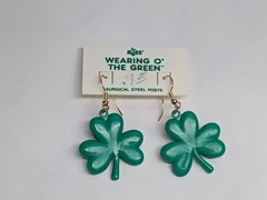 Vintage Russ Green Clover Earrings Saint Patrick’s Day Earrings Unused