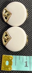 Vintage KARU Gold Tone Cream Lucite Geometric Clip On Earrings Mid Century