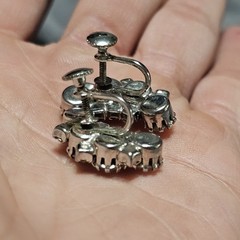 Vintage Clear Rhinestone Cluster Climber Huggie Earrings