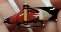 Handmade Bird Brooch Pin Lot of 4 – Takahashi? Wood Leather Cardinal Feather Vtg